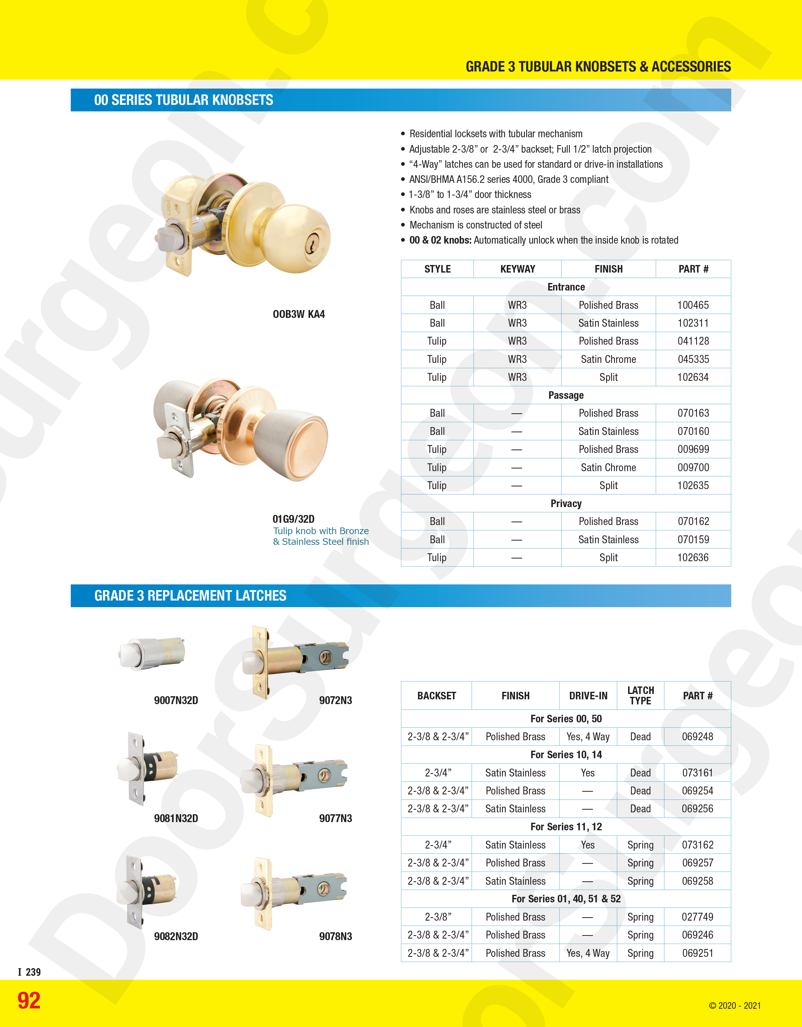 Simple and easy to use door knobs that provide entrance security, privacy or just basic passage